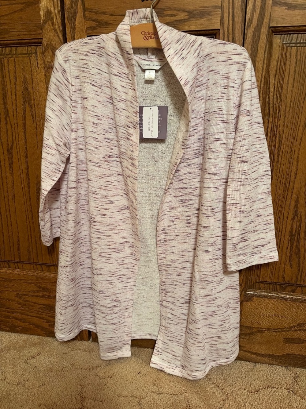 Burgundy/wine/white cardigan